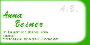 anna beiner business card